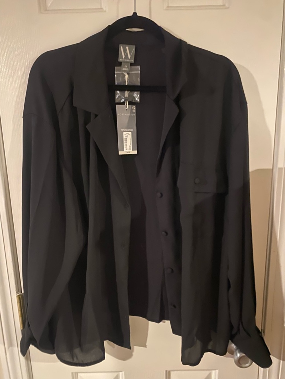 Worthington Black Button-Front Blouse